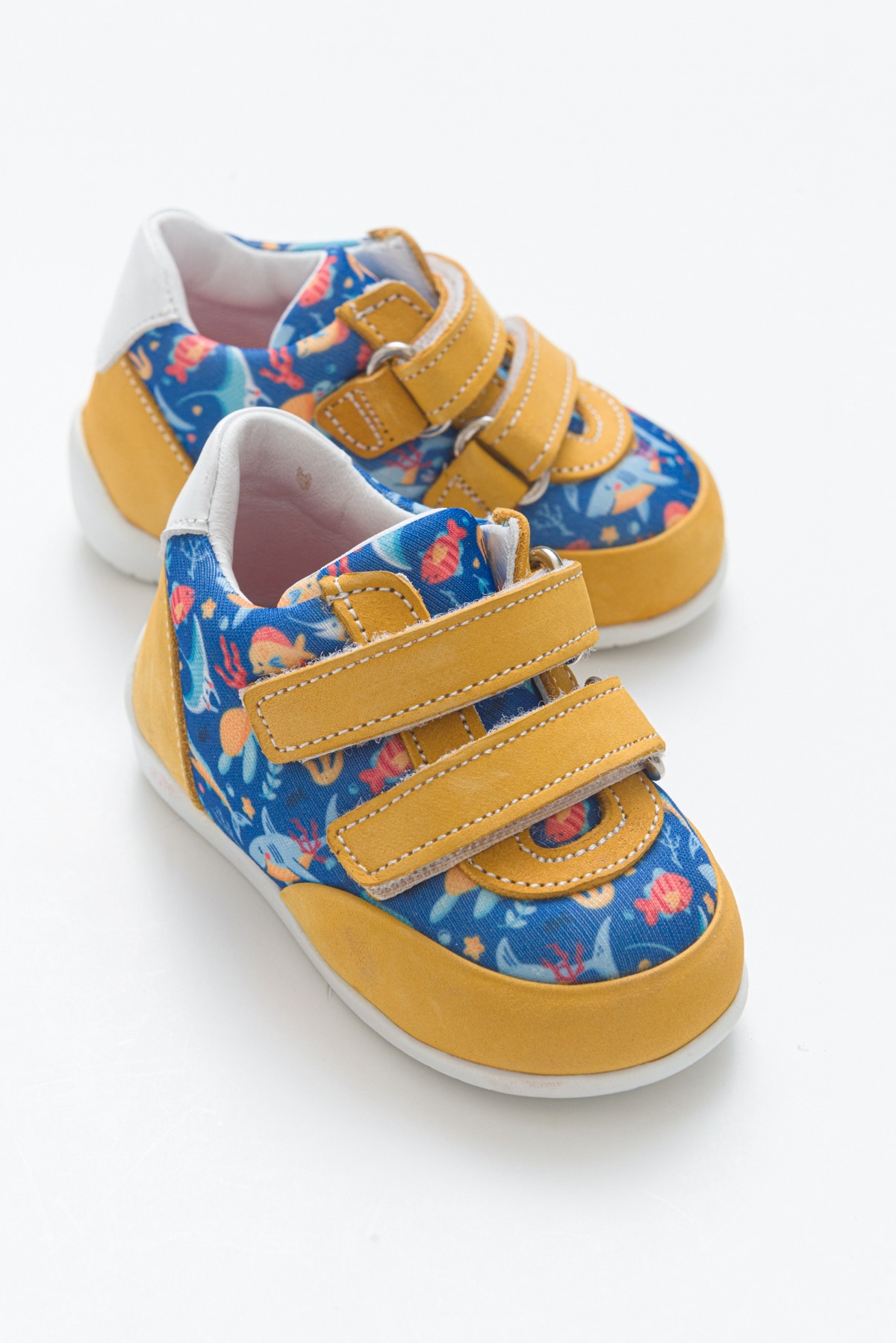 Minipicco Boys Yellow Leather Orthopedic Support First Step Παπούτσια