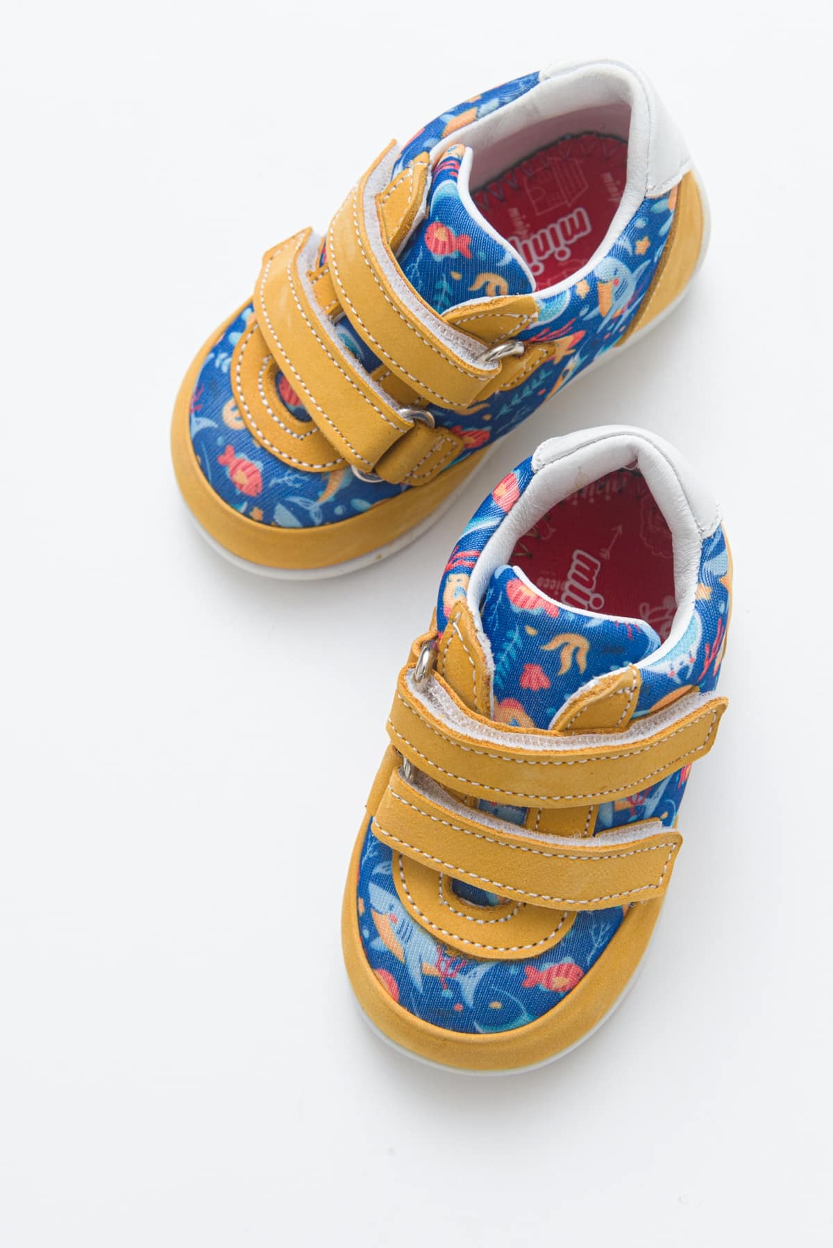 Minipicco Boys Yellow Leather Orthopedic Support First Step Παπούτσια - Image 3