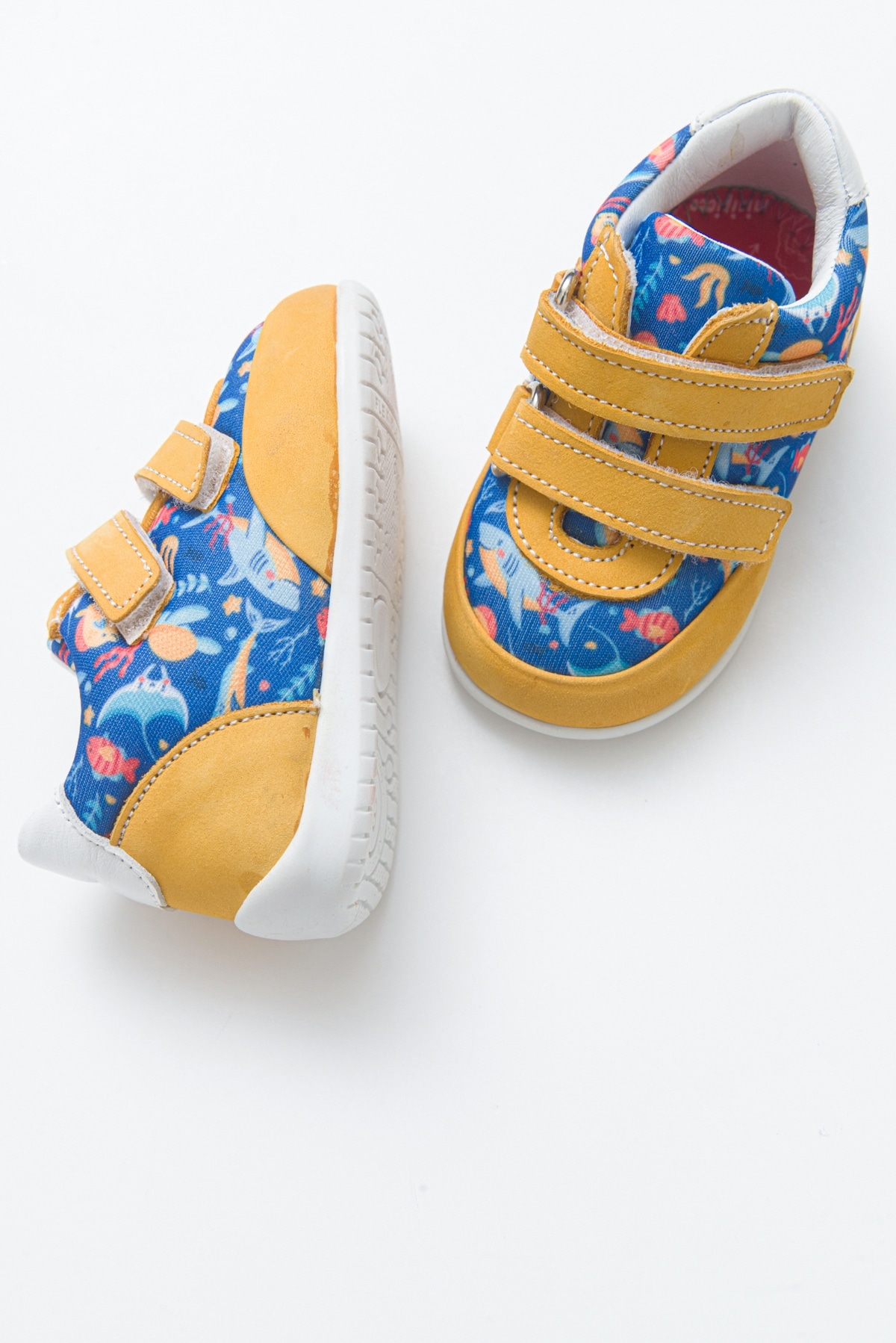 Minipicco Boys Yellow Leather Orthopedic Support First Step Παπούτσια - Image 4