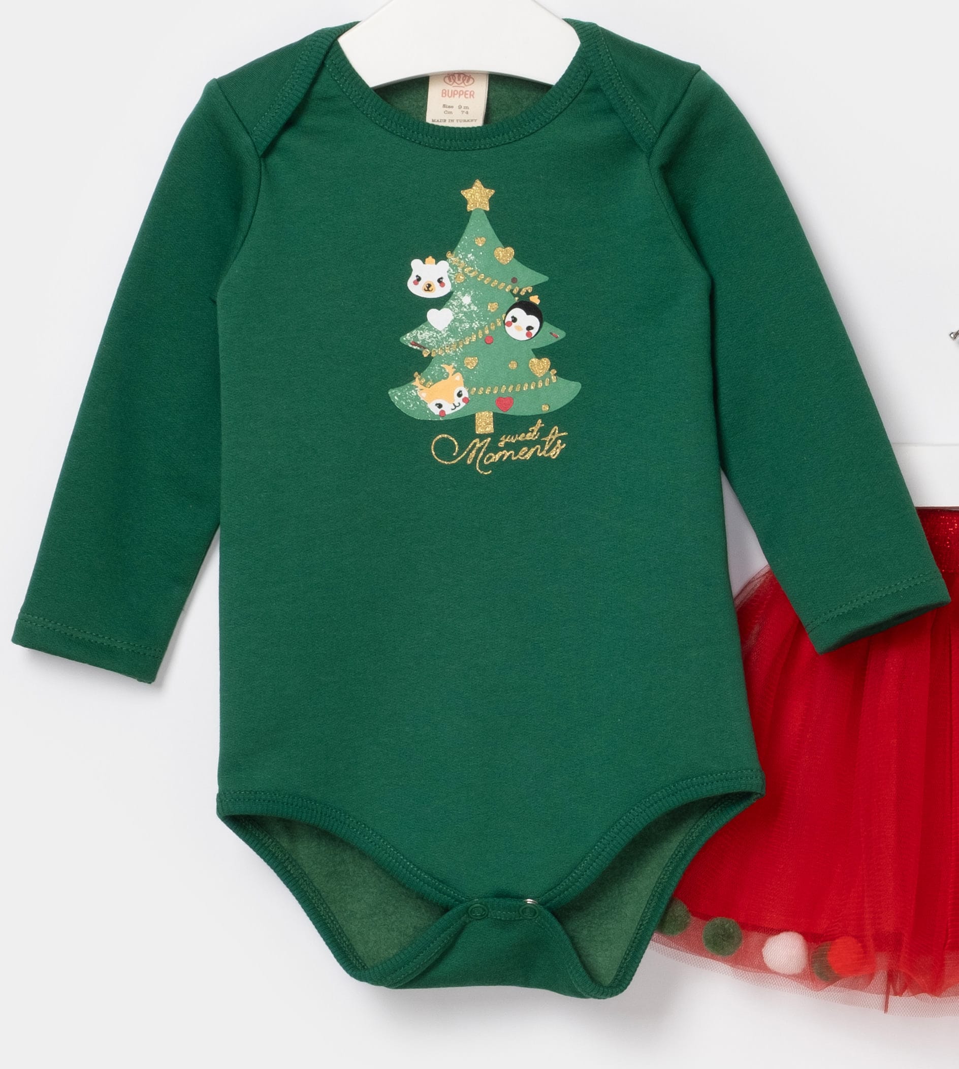 Βρεφικό φορμάκι με μοτίβο ANIMALS CHRISTMAS TREE, φούστα από τούλι (6 μηνών-1.5 ετών) - Image 2