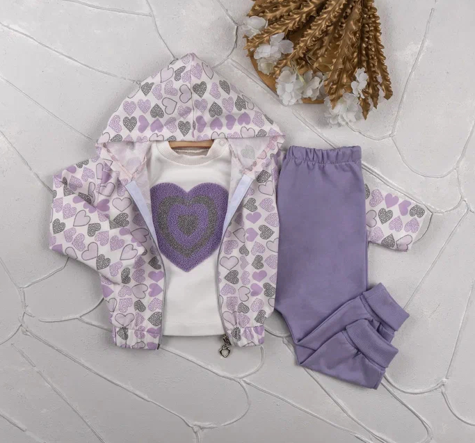 Trendy Shop σετ φόρμες Hearts για κορίτσι από 100% βαμβάκι, κανονική εφαρμογή