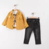 Trendy Shop Μουσταρδί πουκάμισο με τζιν σετ 3τμχ για αγόρι