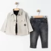 Trendy Shop Γκρι πουκάμισο με τζιν