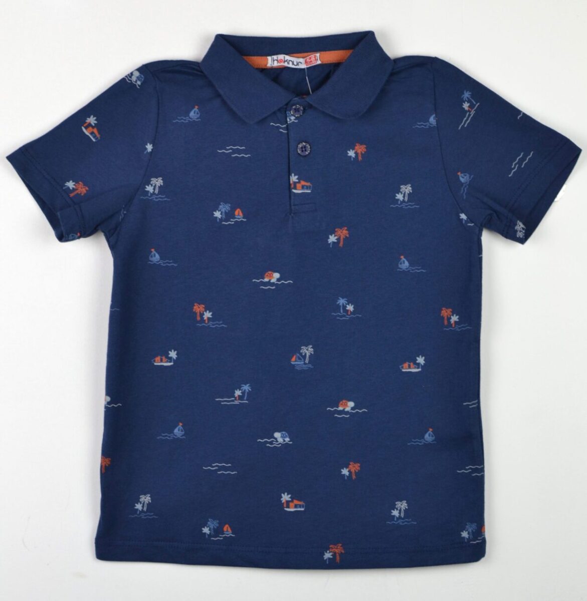 Μπλε polo με σχέδια για αγόρι (5-9 ετών)