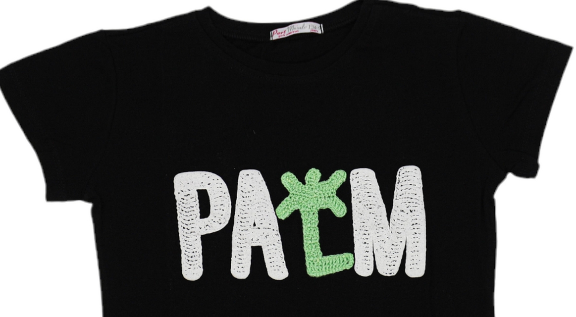 Κοριτσίστικο μαύρο T-shirt PALM (10-12 ετών) - Image 3