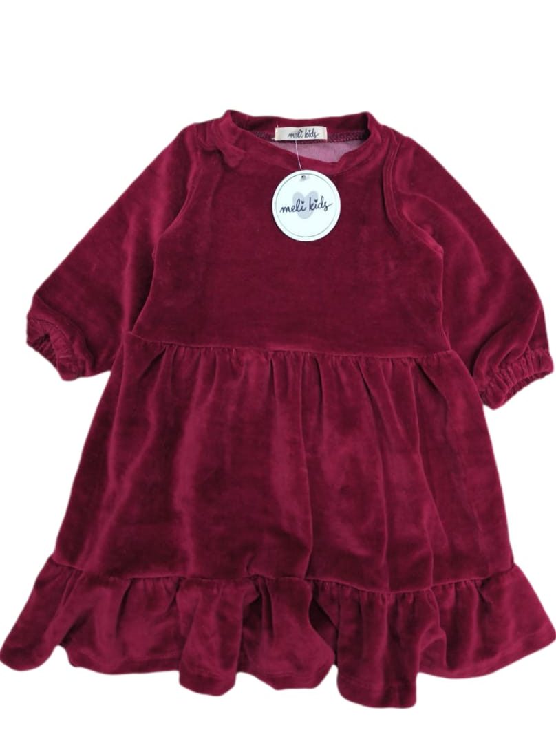 Βελούδινο μπορντό φόρεμα (1-8 ετών)